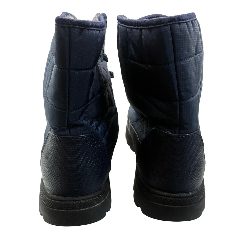 Snow Boots Size 11 Navy Blue Quilted Faux Fur Lined Winter Cold Weather